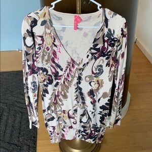 Hand Painted cardigan with Crystal buttons